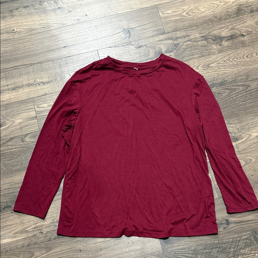 Amazon Tunic Style Burgundy Long Sleeve Top